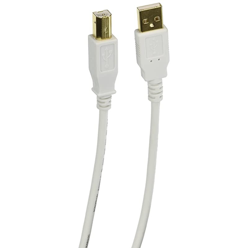 3ft USB 2.0 A Male to B Male 28/24AWG Cable - (Gold Plated) - WHITE for Printer Scanner Cable 15M for PC, Mac, HP, Canon, Lexmark, Epson, Dell, Xerox, Samsung and More!