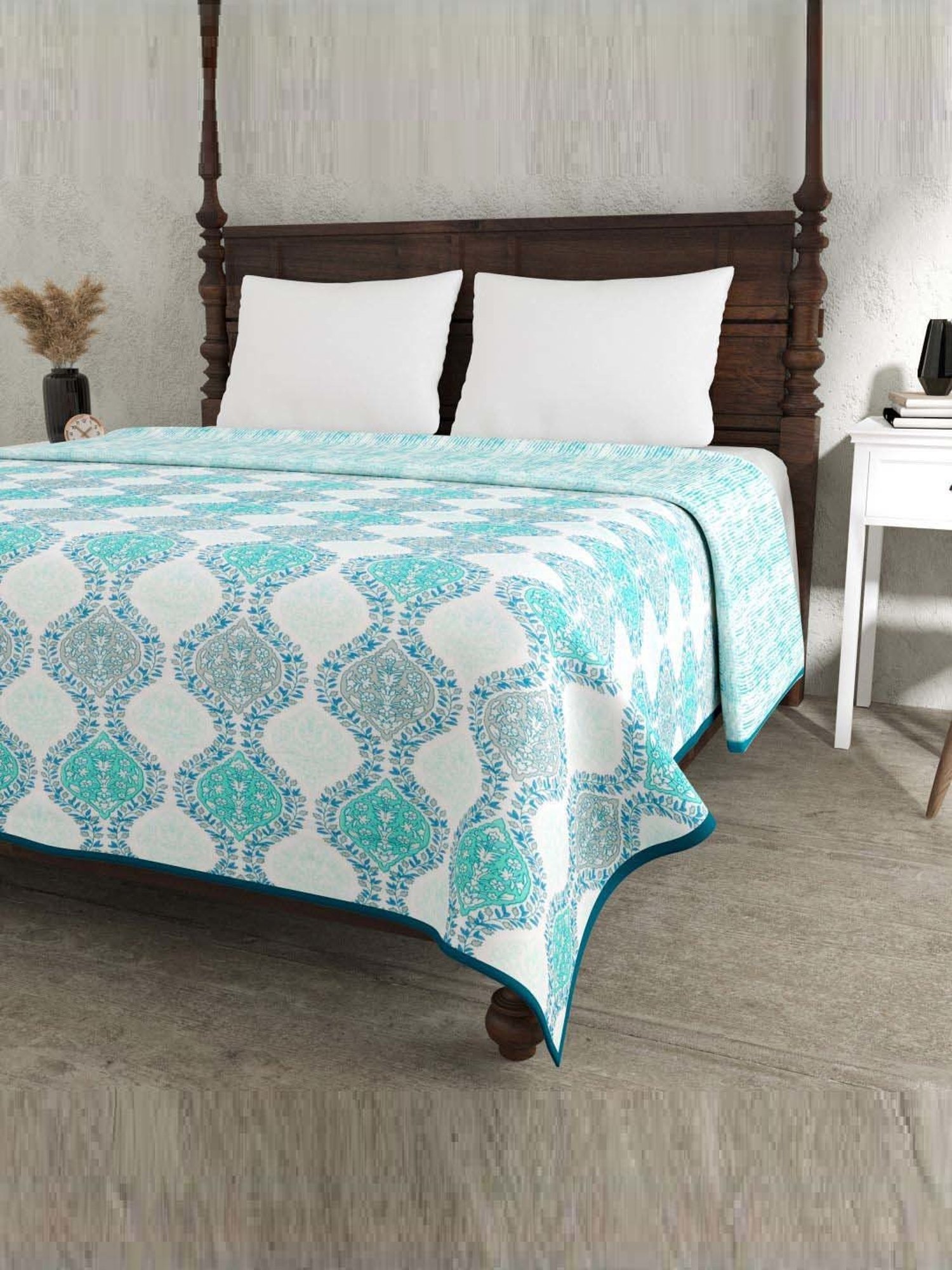 JaipurFabric Ocean Blue Mulmul Cotton 150 GSM Reversible Ac Dohar