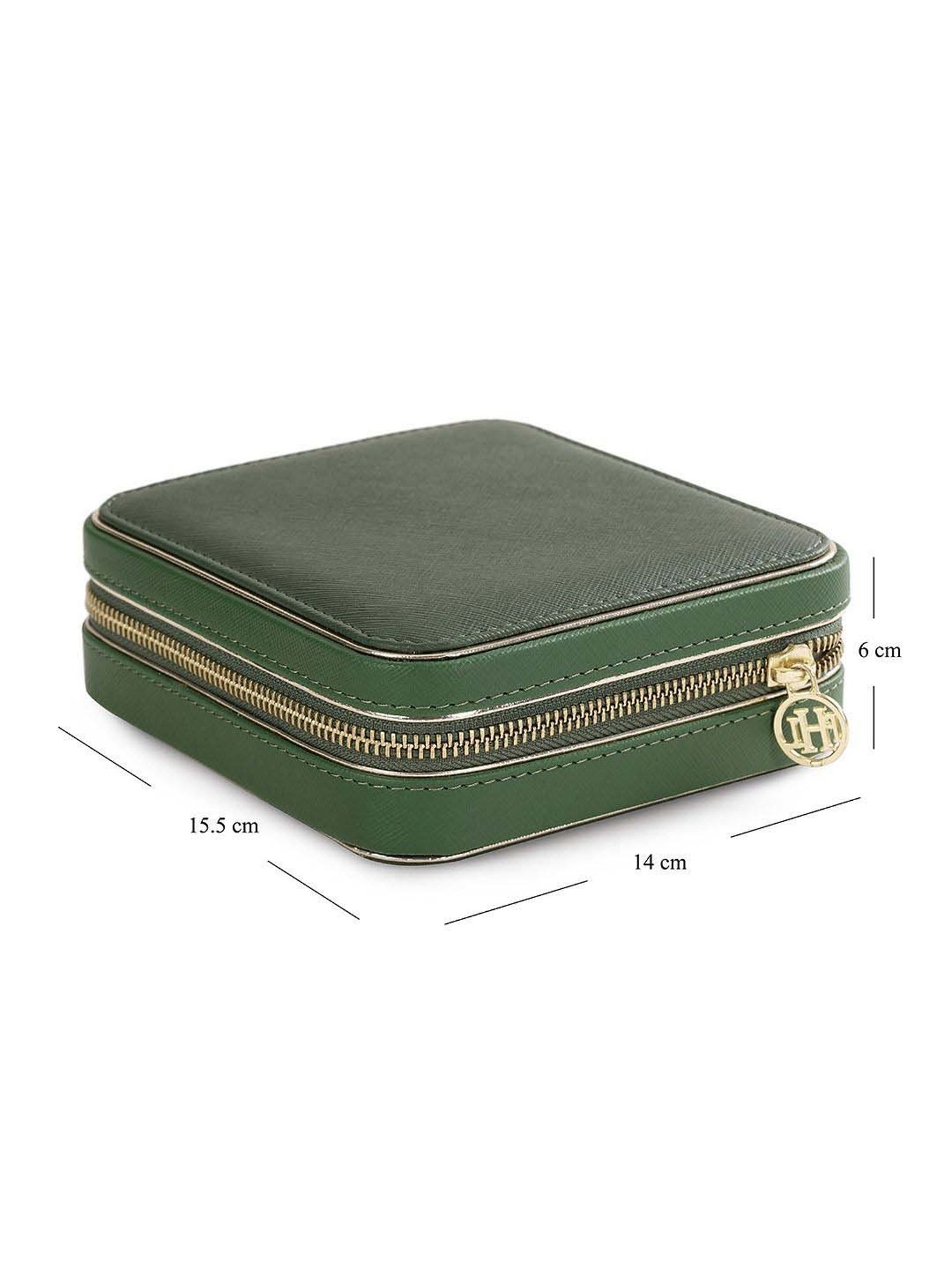 Pure Home and Living Green Mdf Travel Square Jewellery Box
