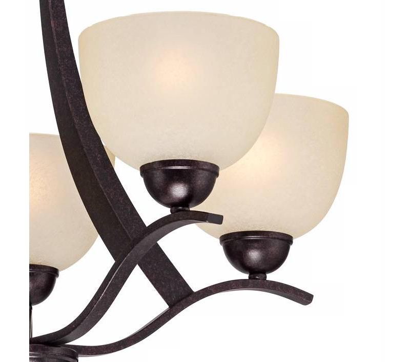 Regency Hill Bronze Pendant Chandelier 23" Wide Scrolling Arms Indian Scavo Glass 5-Light Fixture Dining Room House Foyer Kitchen