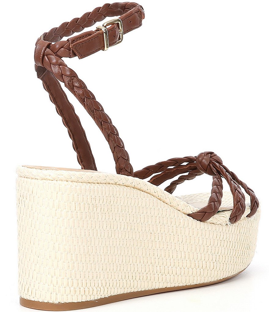 Antonio Melani Lorinna Leather Woven Ankle Strap Wedges