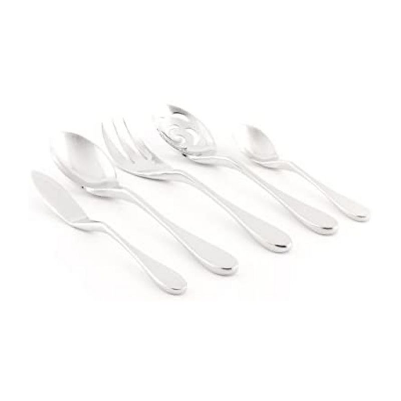 Knork Original 45 Piece Service for 8 Stainless Steel Silverware Cutlery Utensil Flatware Set with Forks, Knives, and Spoons, Silver Gloss