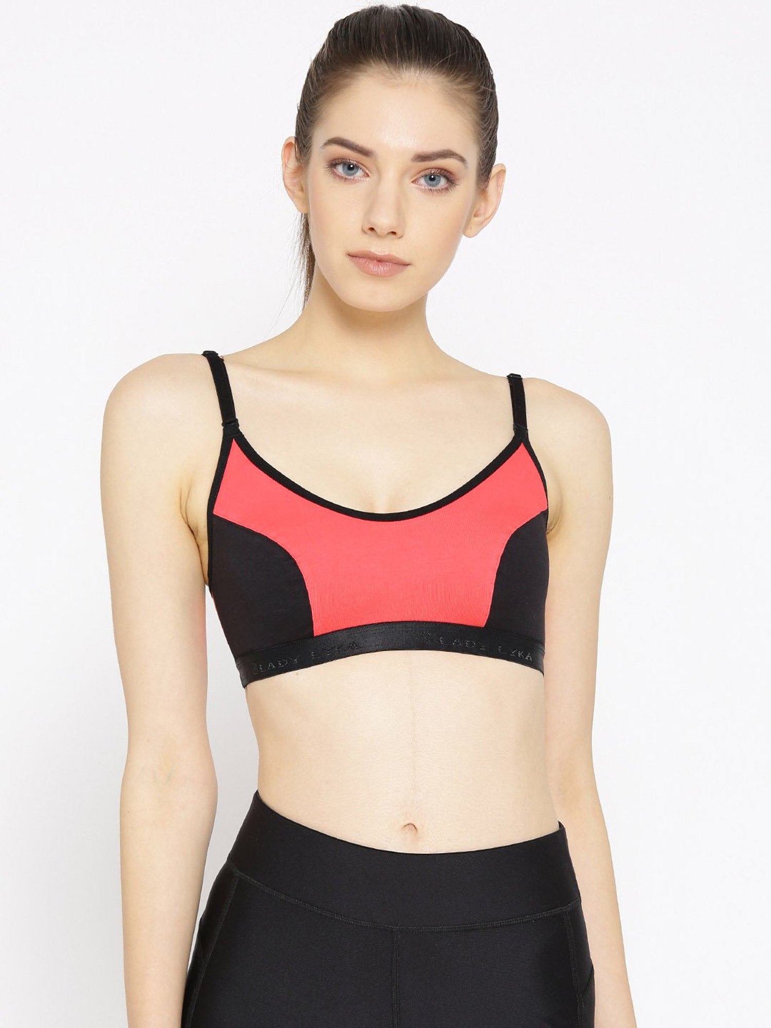 Lady Lyka Black & Plum Non Wired Non Padded Sports Bra