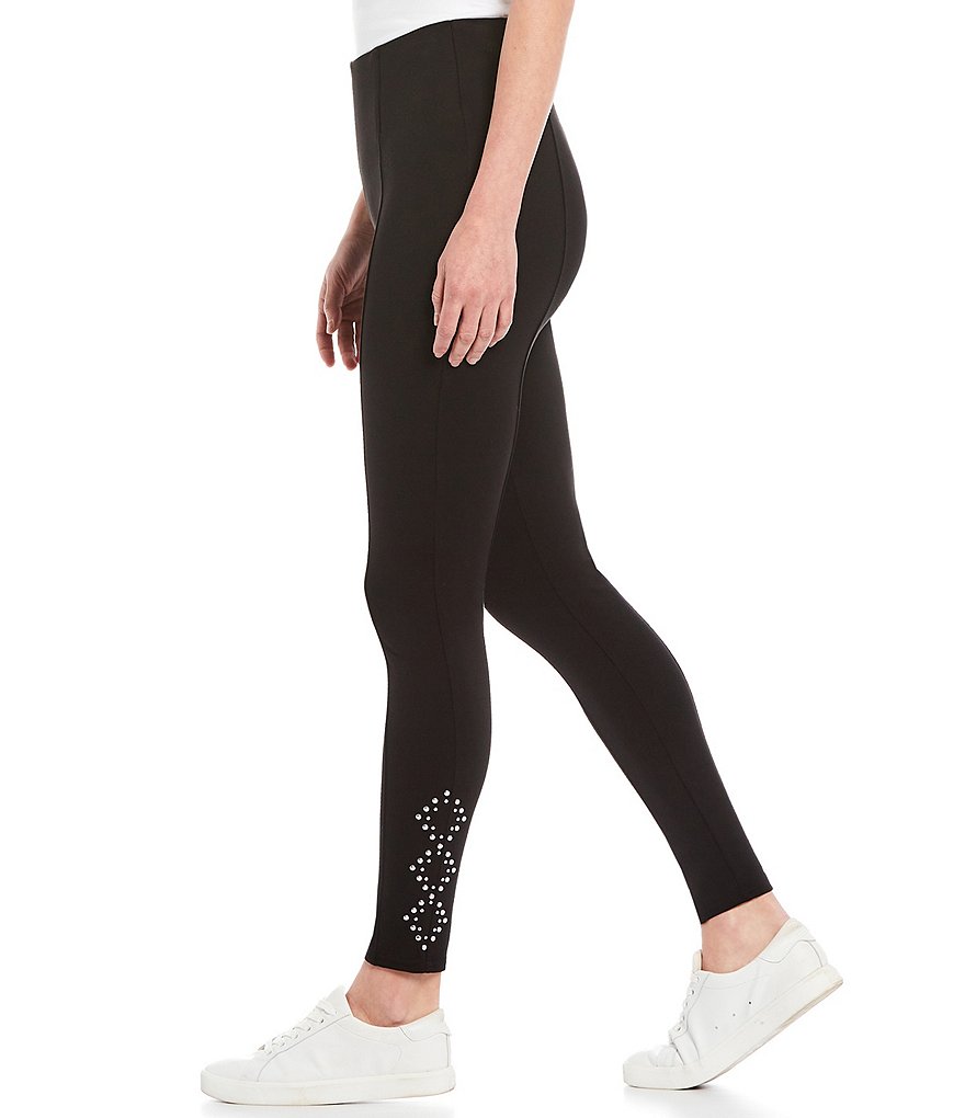 Slim Factor by Investments Ponte Knit Embellished Hem Leggings