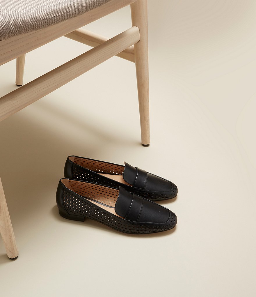 Alex Marie Arlias Perforated Woven Detail Loafers