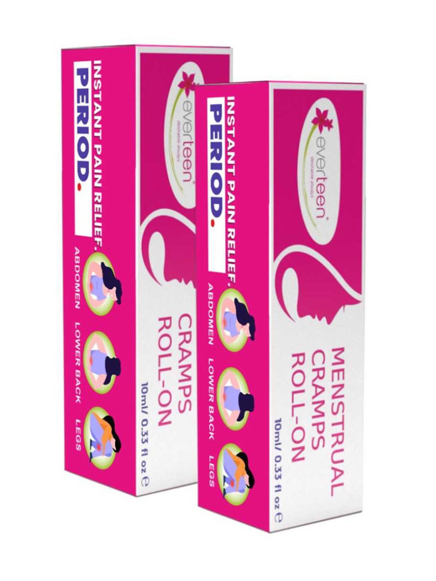 everteen Menstrual Cramps Roll-On for Period Pain Relief in Women - 10 ml Each (Pack of 2)