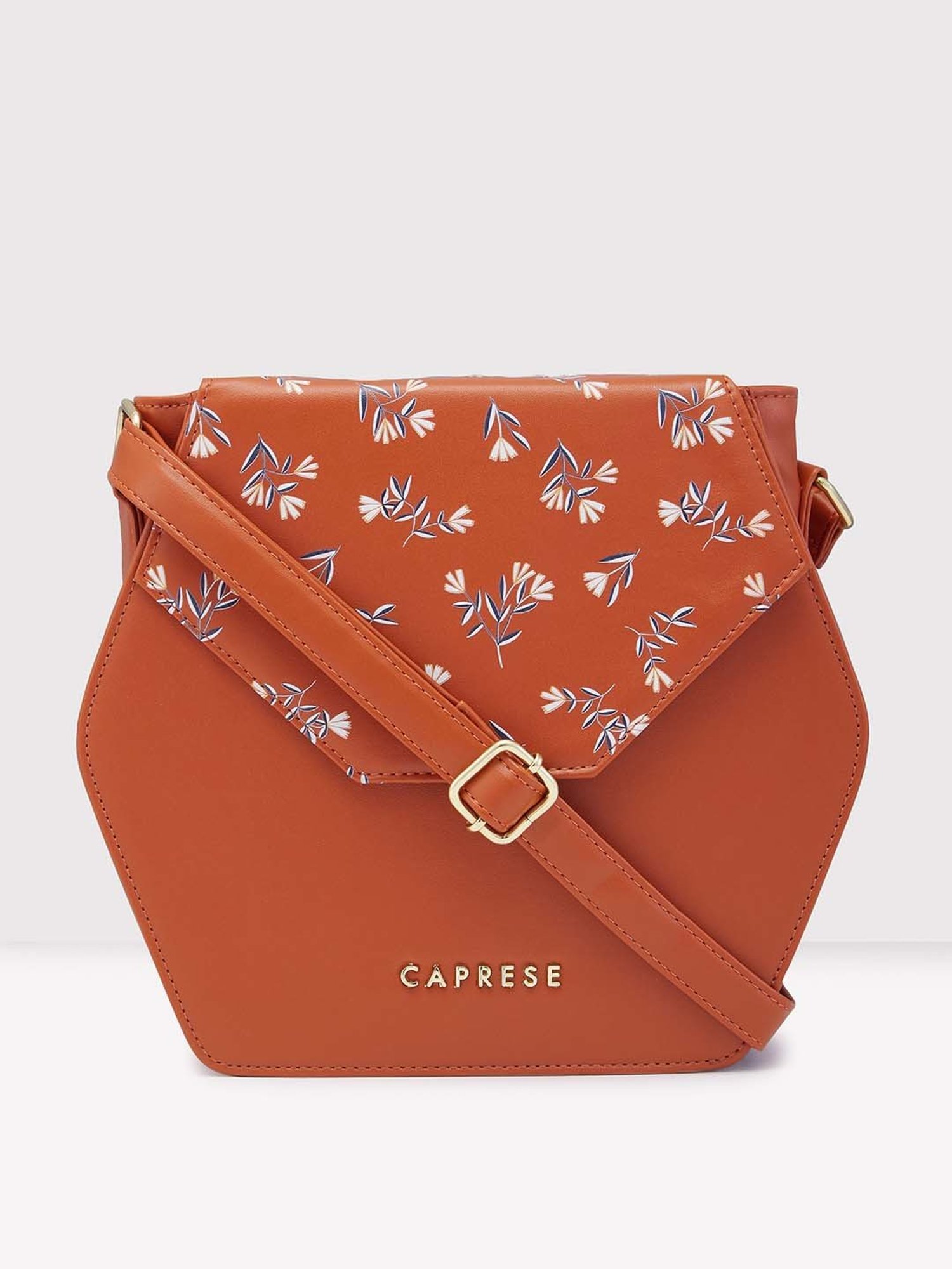 Caprese MERIDA Tan Floral Small Sling Handbag