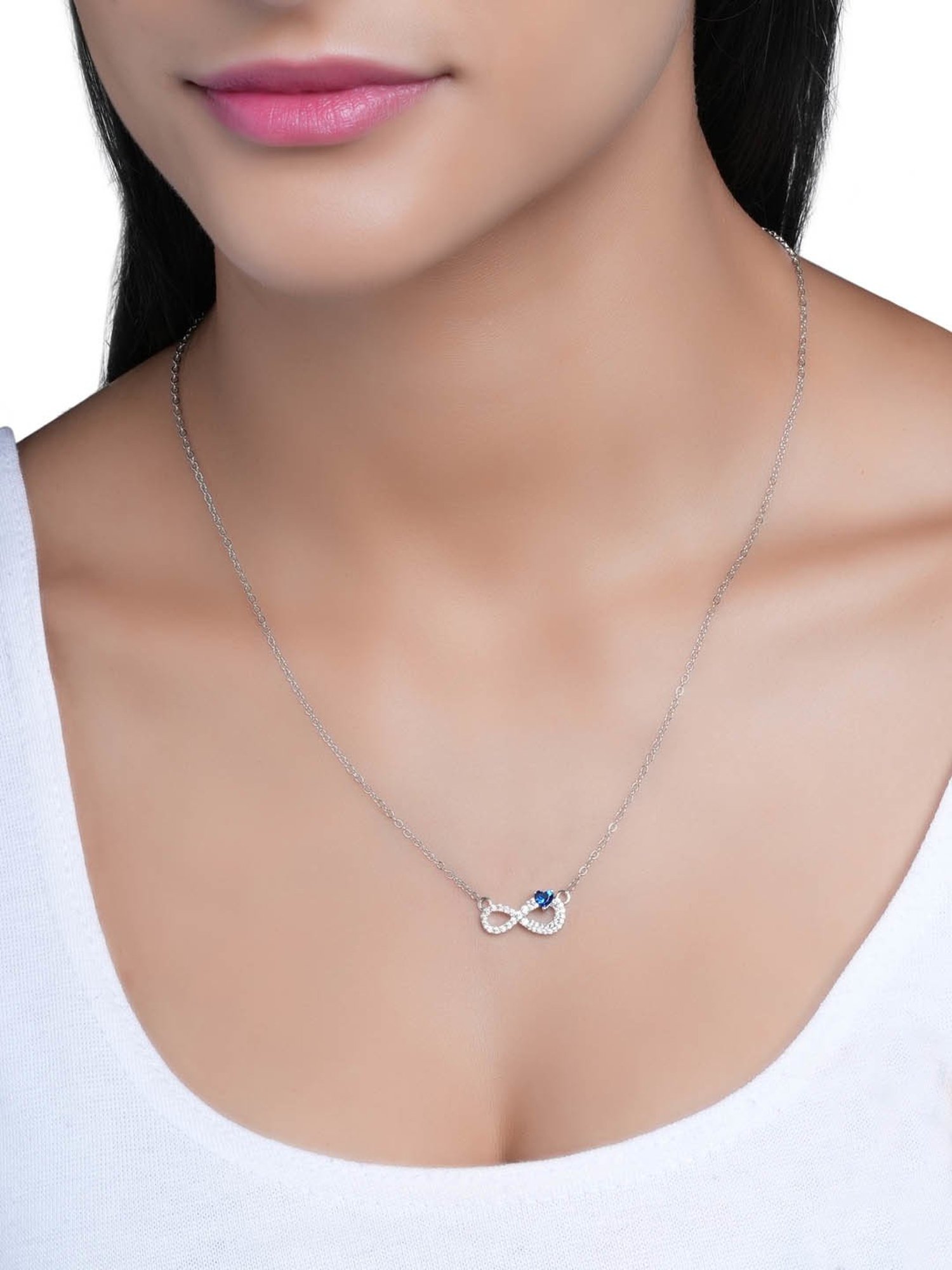 Juicy Couture Silver Athena Blue Stone Necklace