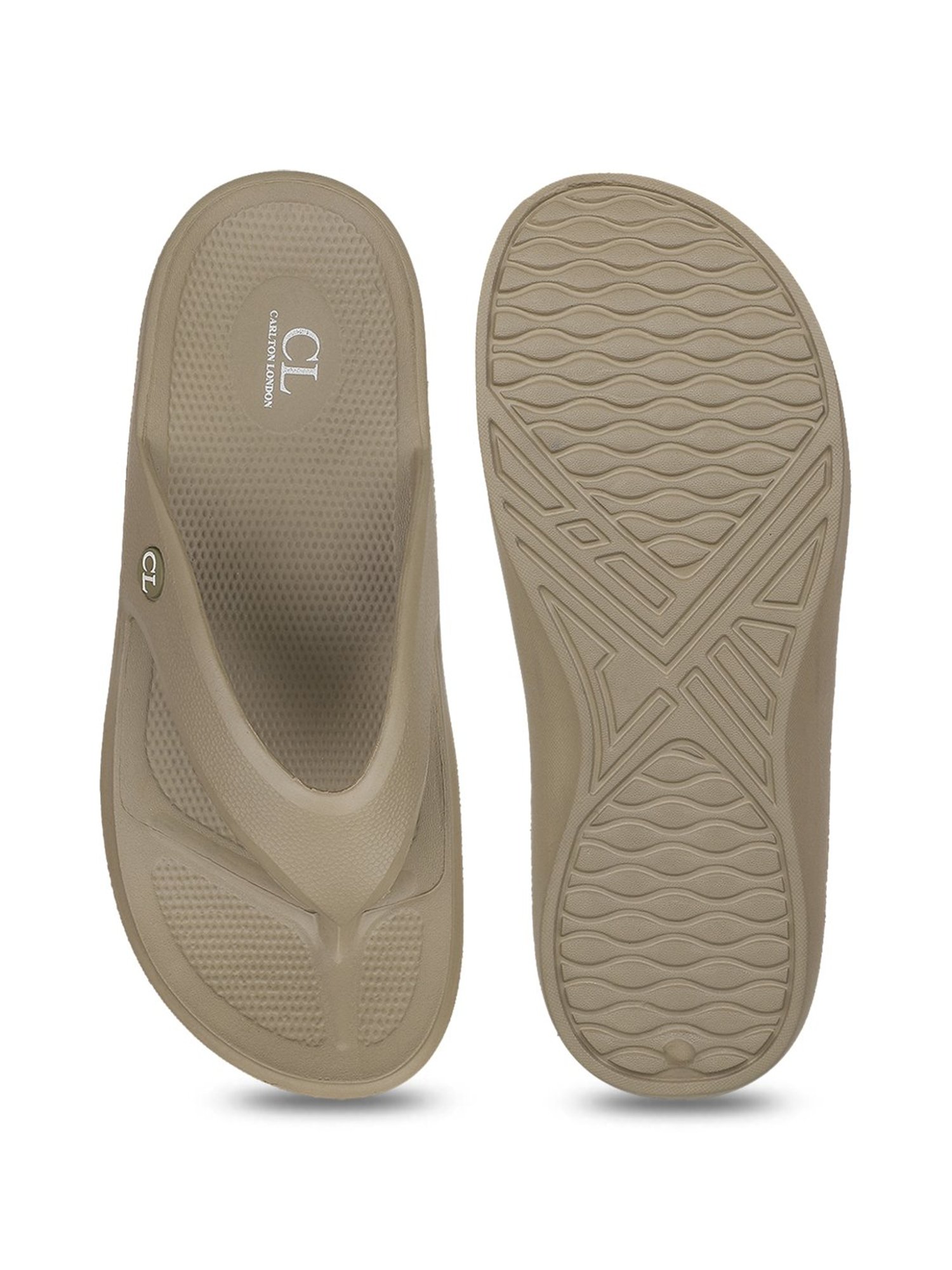 Carlton London Men's Beige Flip Flops