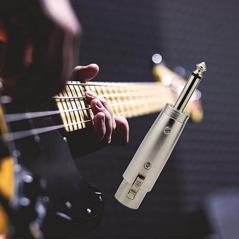 XLR 3 pin Female to 14 TS Adapter 635mm Mono Plug to XLR Female Audio Adapter Gender Changer Connector Silver 1 Pack