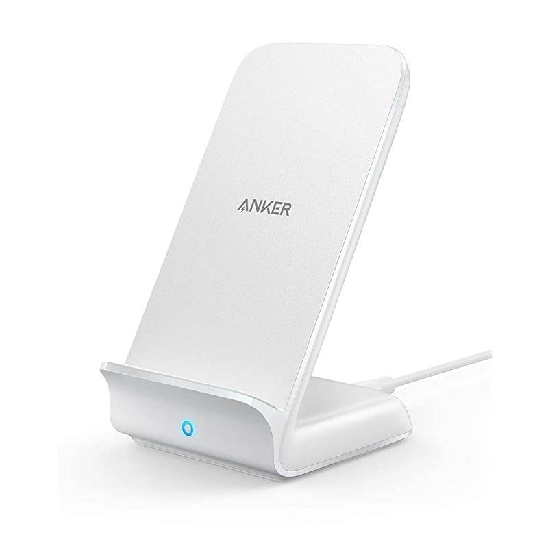 Wireless Charger PowerWave 75 Stand QiCertified Fast Charging iPhone 11 11 Pro 11 Pro Max XR Xs Max Xs X 8 8 Plus Galaxy S 20 S10 S9 S8 Note 10 Note 9 No AC Adapter White
