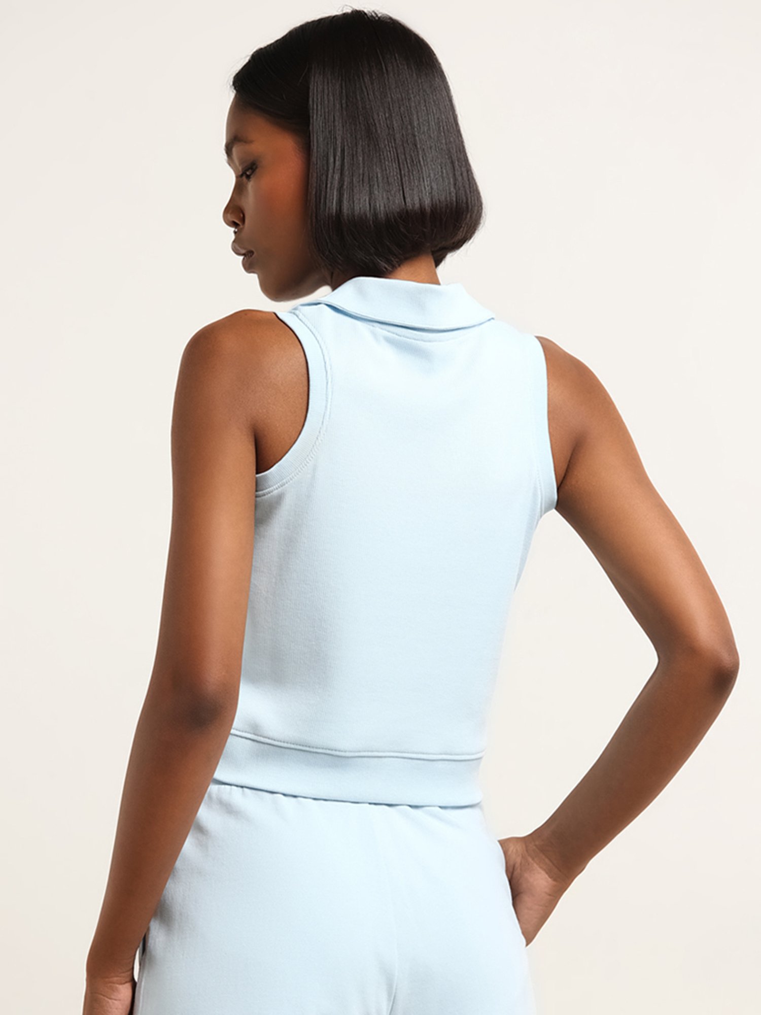 Studiofit by Westside Light Blue Ribbed Top