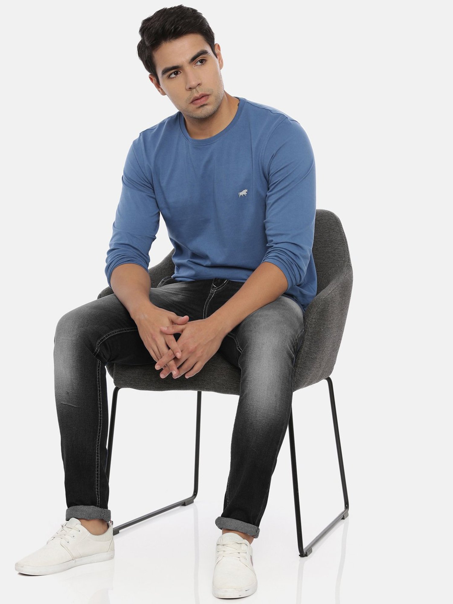 Bushirt Light Blue Cotton Crew T-Shirt