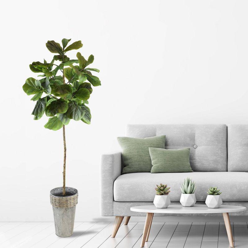 68" x 18" Artificial Fig in Galvanized Pot - LCG Florals