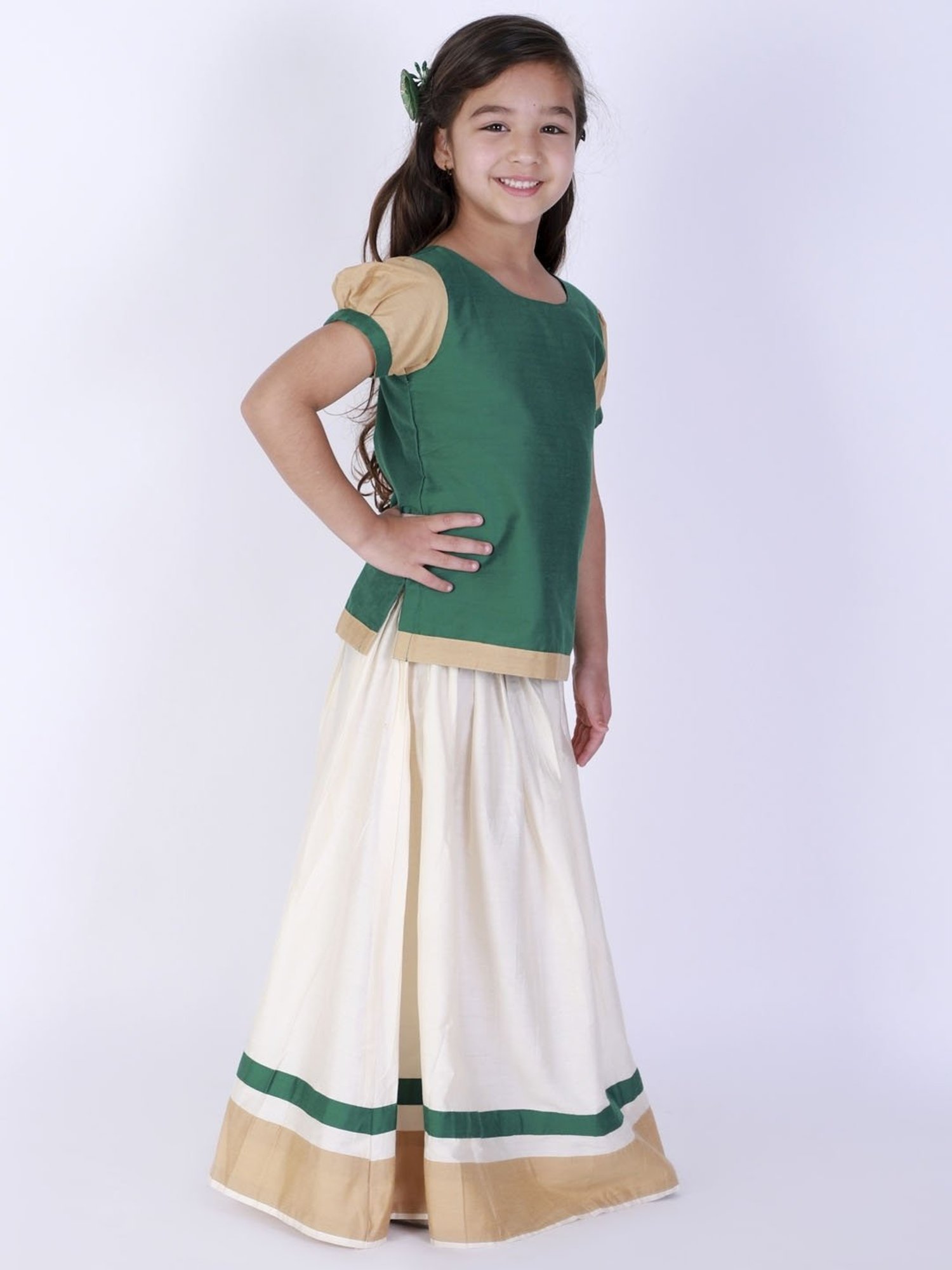 A Little Fable Kids Red & Beige Embellished Lehenga Choli