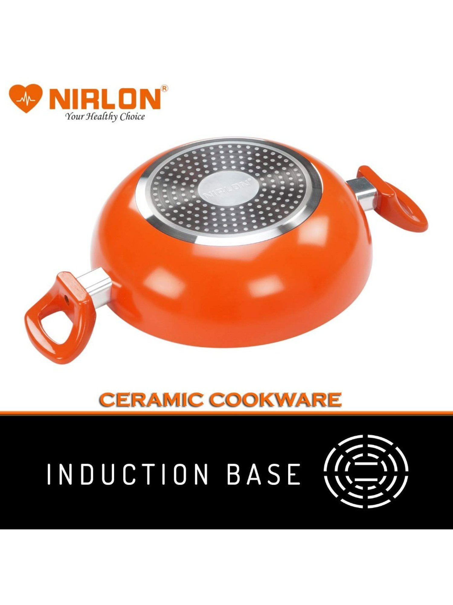Nirlon Orange Aluminium Non-Stick Induction Cookware - Set of 2