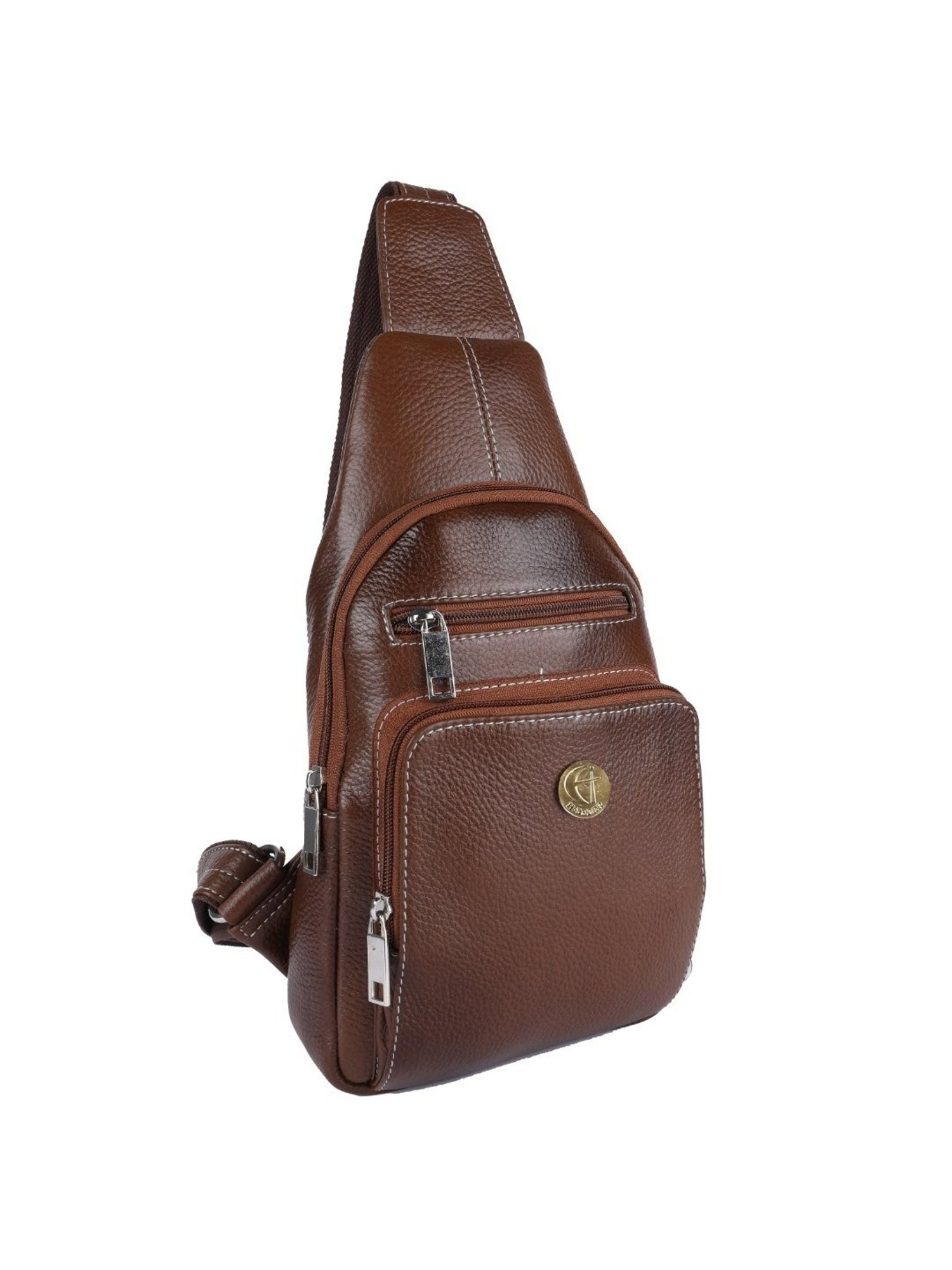 HiLEDER Brown Textured Medium Leather 12 inch Backpack
