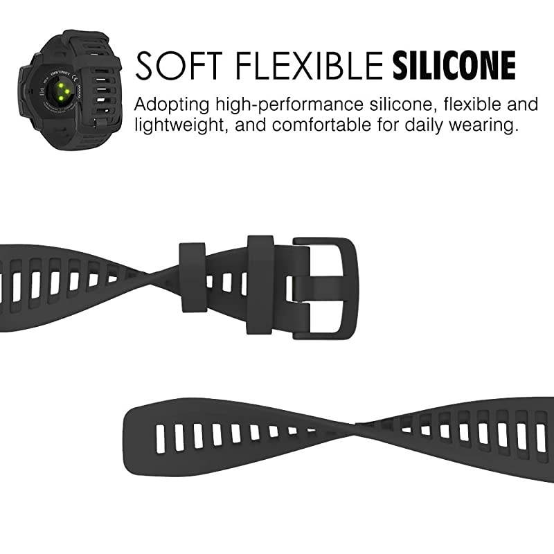 Watch Band Compatible with Garmin Instinct Sports GPS Smart Watch, Soft Silicone Adjustable Replacement Strap Fit Garmin Instinct/Instinct Tide/Instinct Tactical - Sea Blue