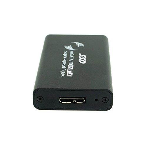 Cablecc Black Color 50mm Mini PCI-E mSATA 6Gbps Solid State SSD to USB 3.0 Hard Disk case Enclosure