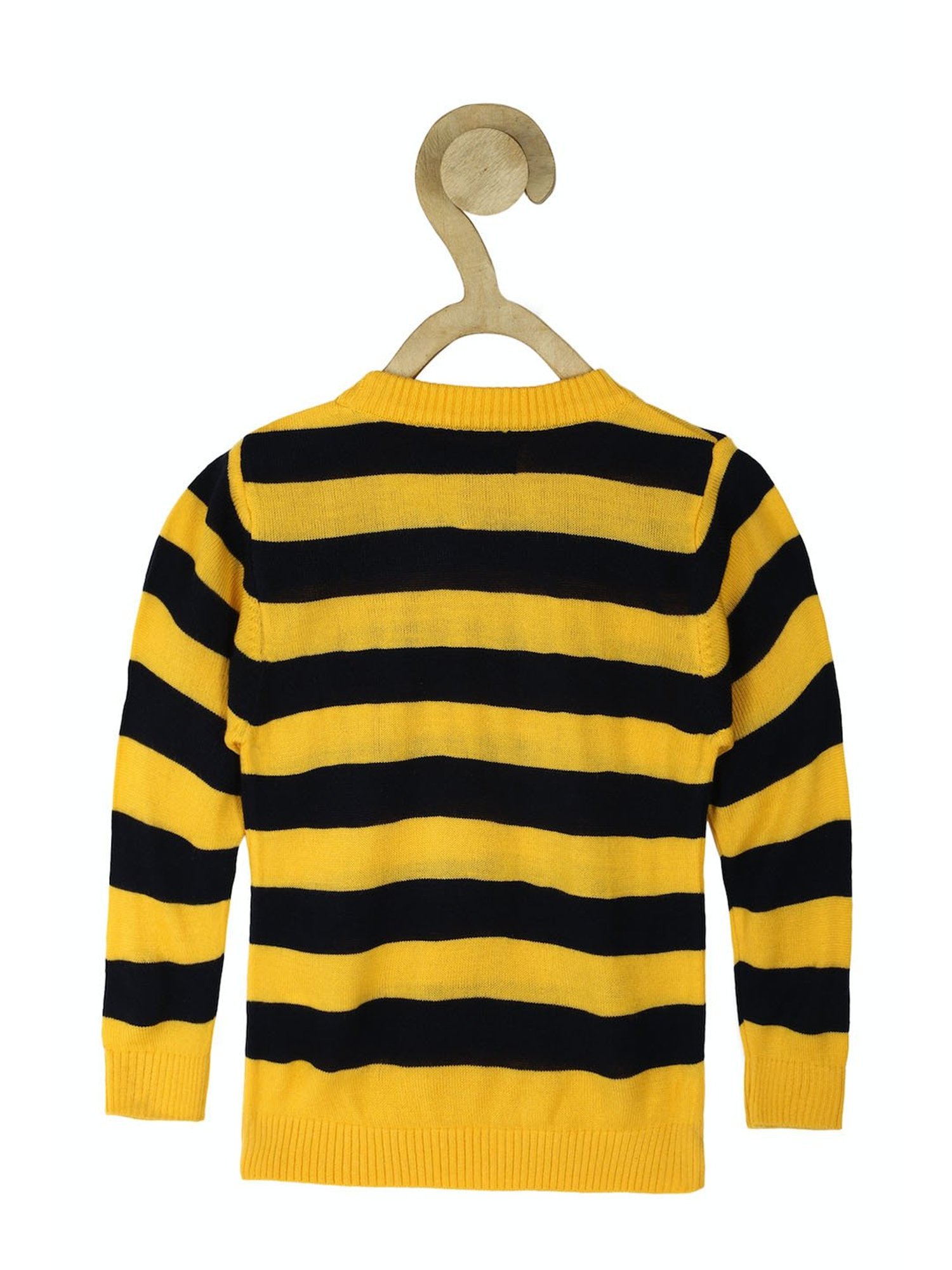 Allen Solly Kids Yellow & Black Self Design Full Sleeves Sweater