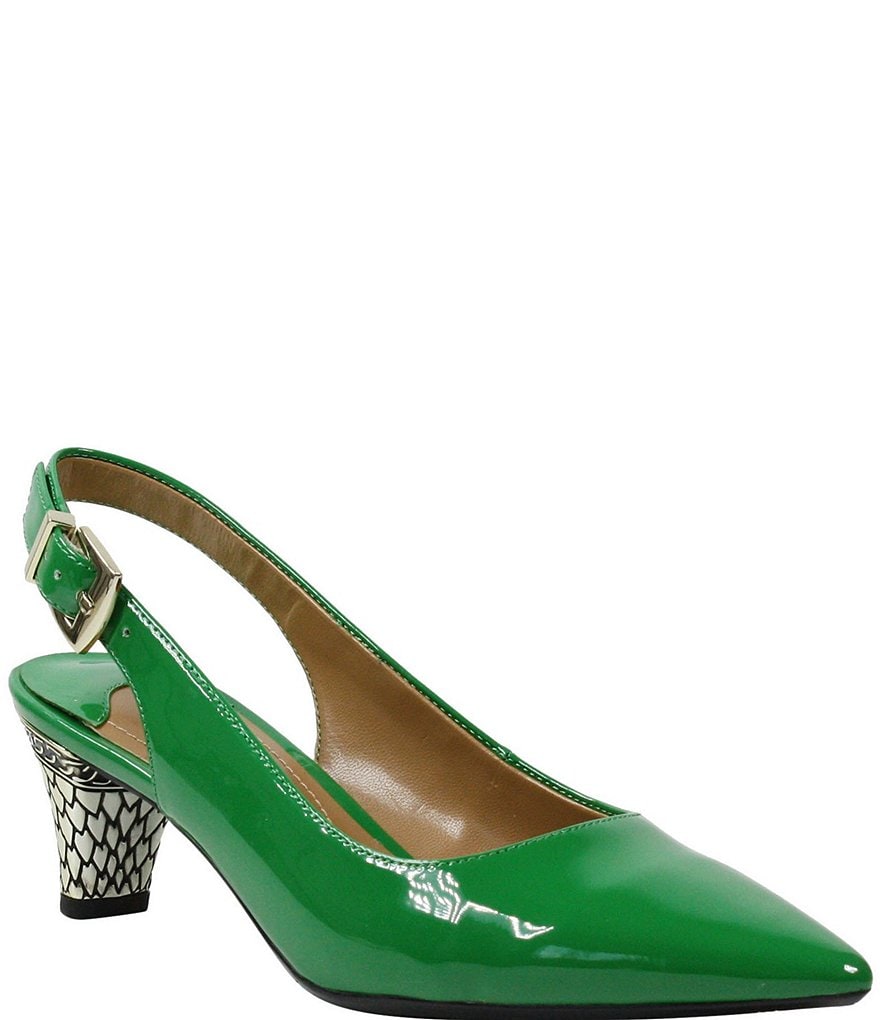 J. Renee Mayetta Patent Embossed Heel Sling Pumps