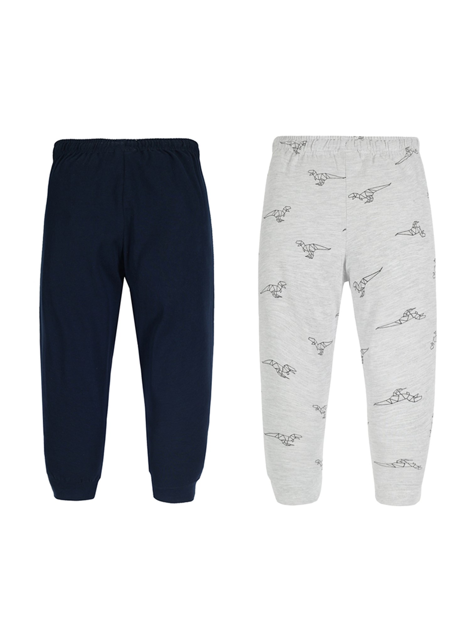 Plum Tree Boys Grey & Navy Printed Joggers (Pack Of 2)