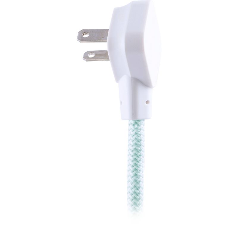 Cordinate USB Extension Cord with Surge 3 Ports 3.4A 10' Braided Cord Mint/White