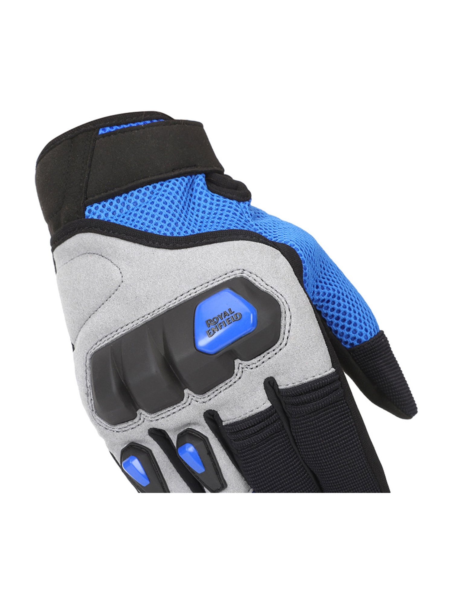 Royal Enfield Blue Textured Rambler V3 Riding Gloves - M