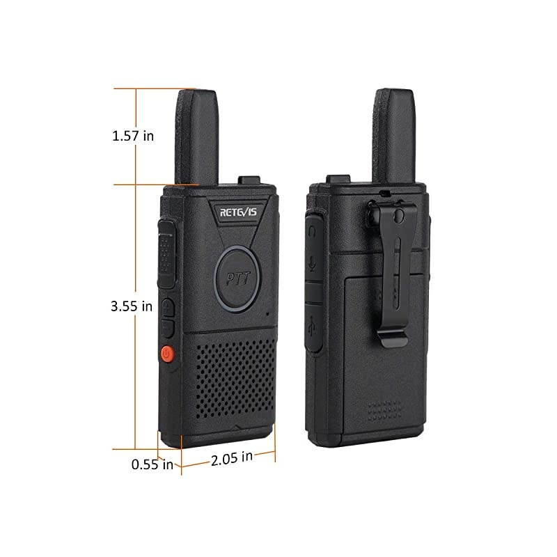 RT18 Walkie Talkies Rechargeable 16 Channel Dual PTT VOX Super Thin Small 2 Way Radios 2 Pack