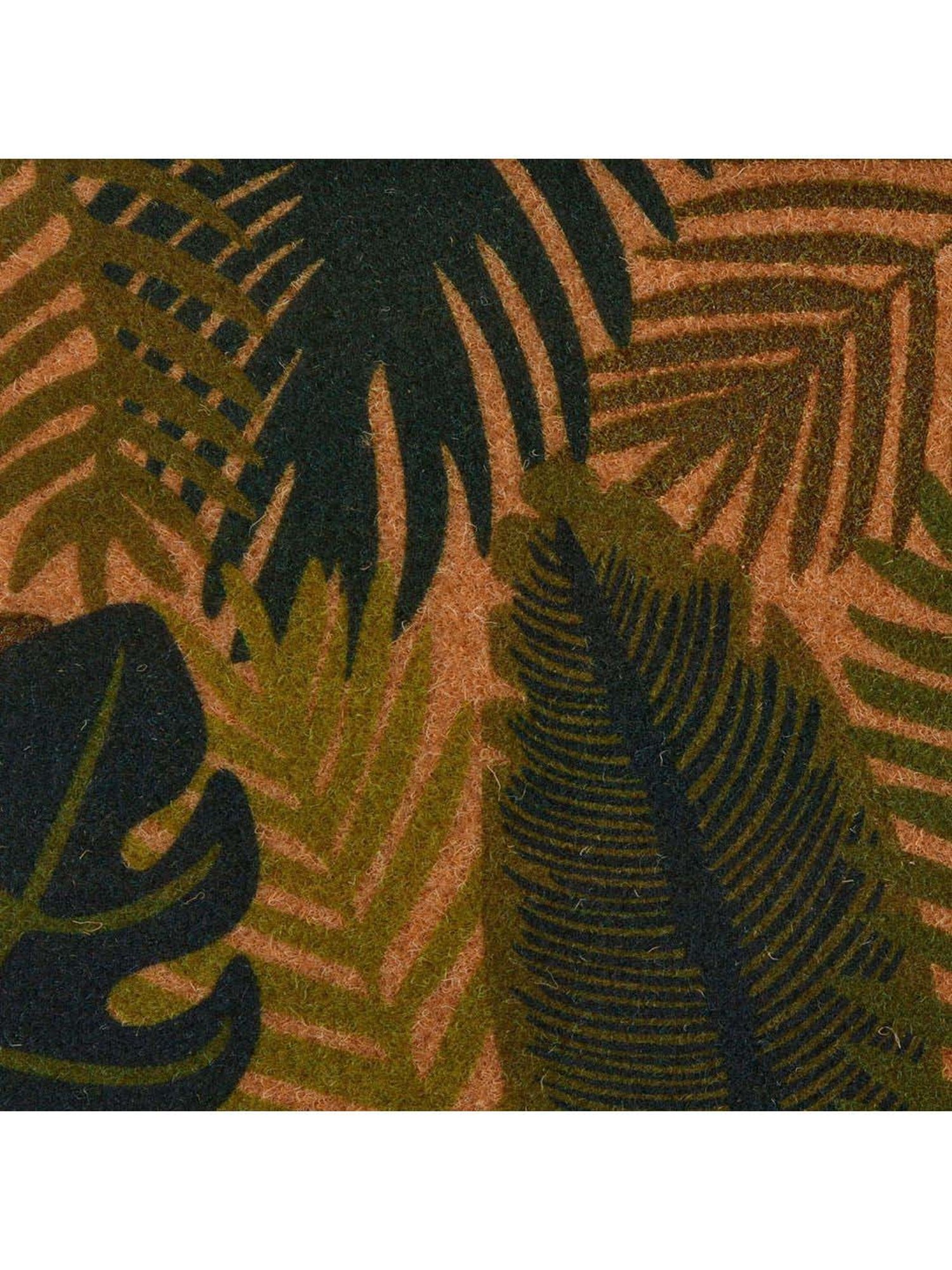 @home Green Polyester Tropical Leaves Design Anti-Slip Door Mat