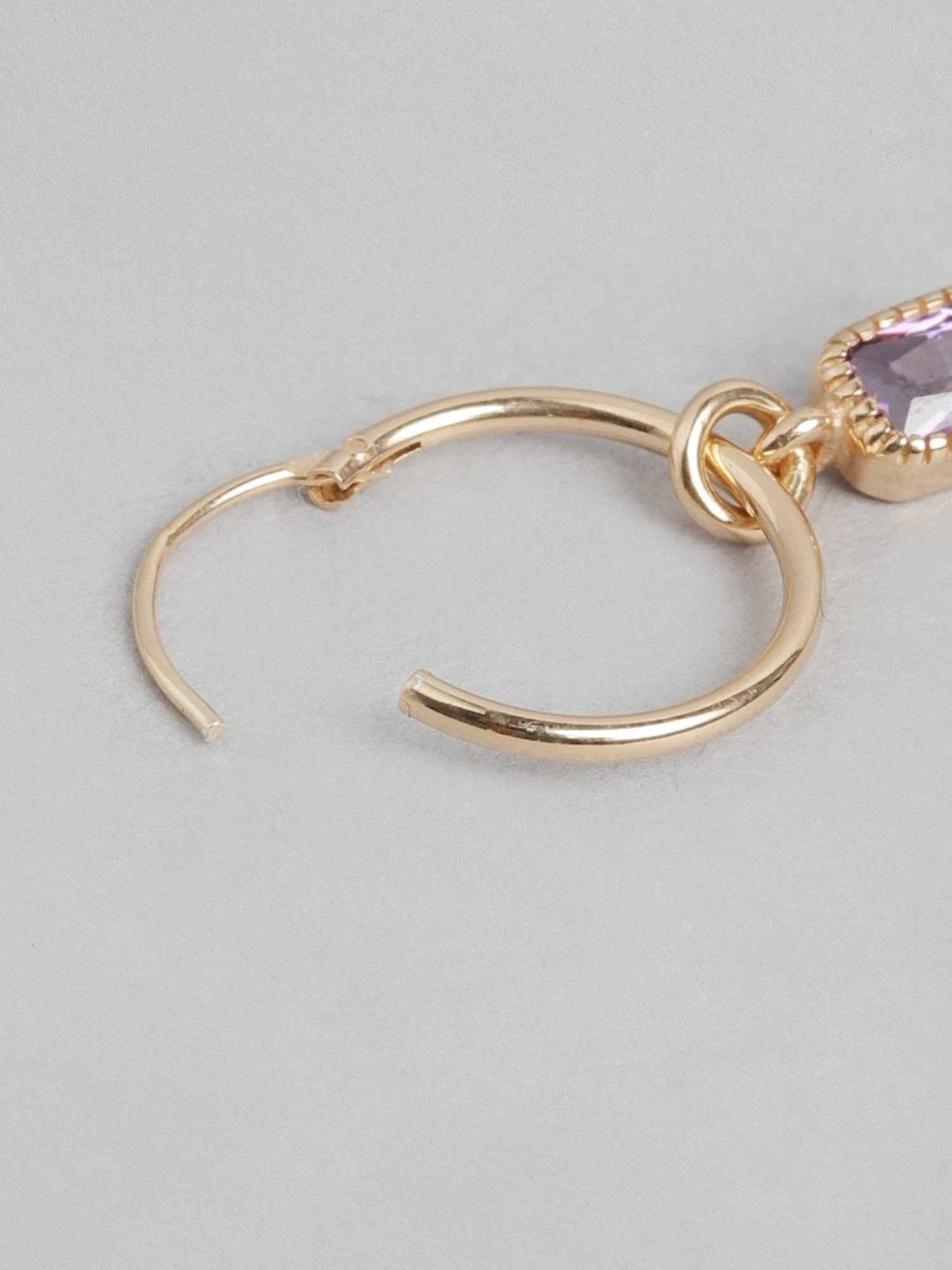 Zavya Amethyst Stone Rose Gold-Plated 92.5 Sterling Silver Loop Drop