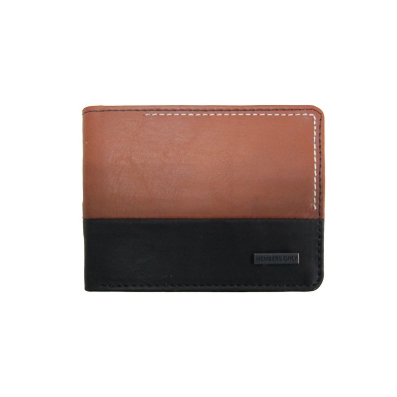 Members Only Men's 2 Tone Vegan Leather RFID Protection Bifold Wallet