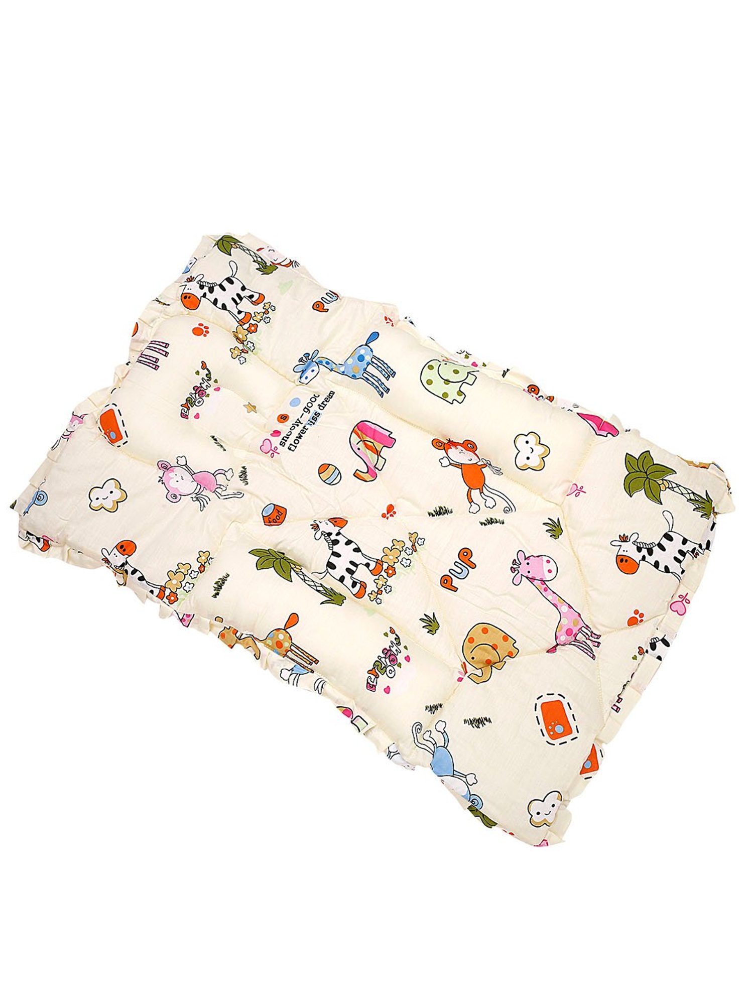 Baby Moo I Love Animals Cream Mattress with Fixed Neck Pillow and Bolsters