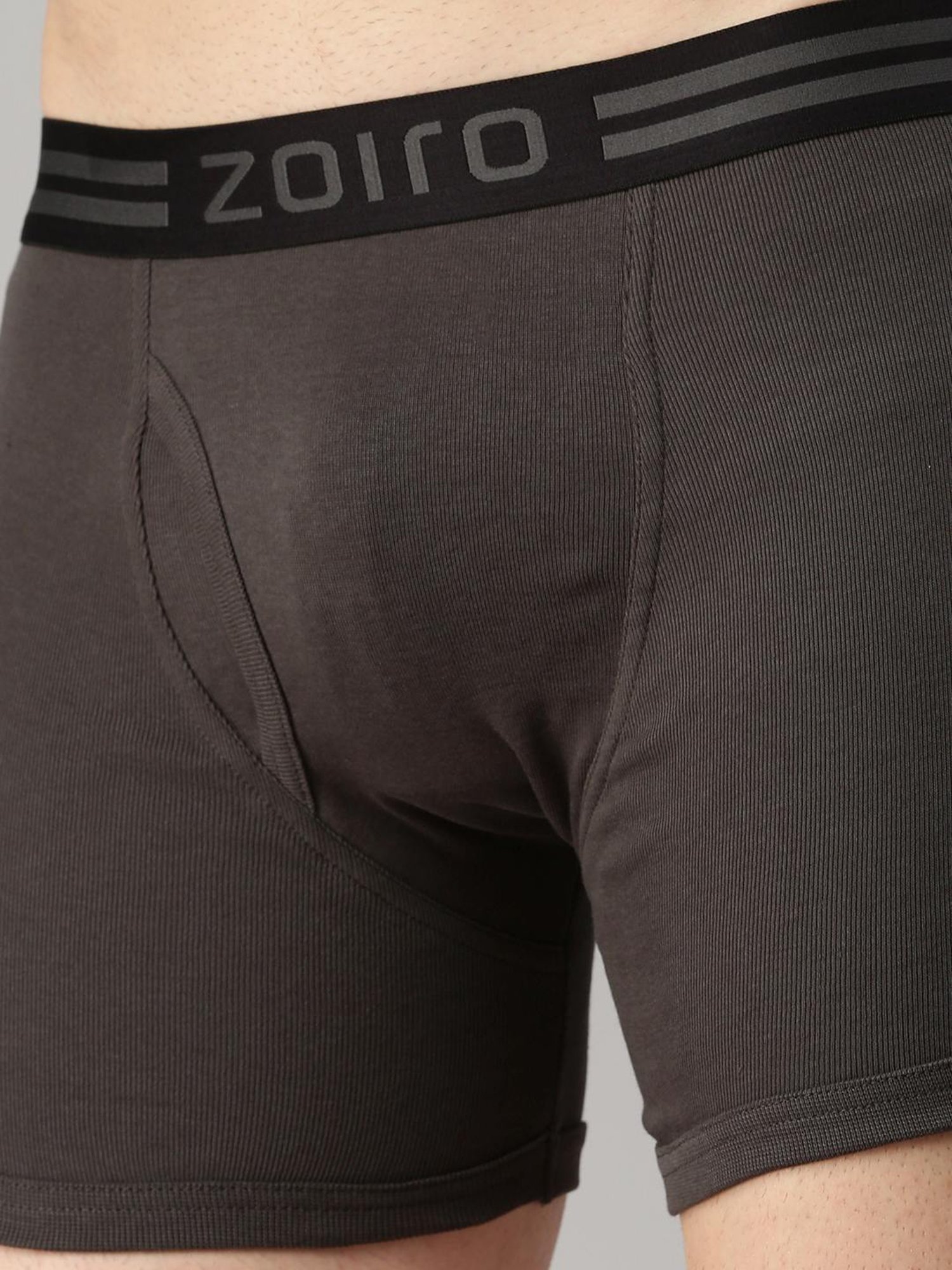 Zoiro Smoked Pearl & Dark Denim Cotton Regular Fit Trunks - Pack Of 2