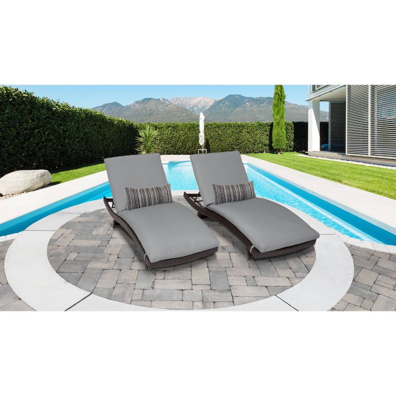 Bali 2pk Patio Chaise Lounges with Cushions - Gray - TK Classics