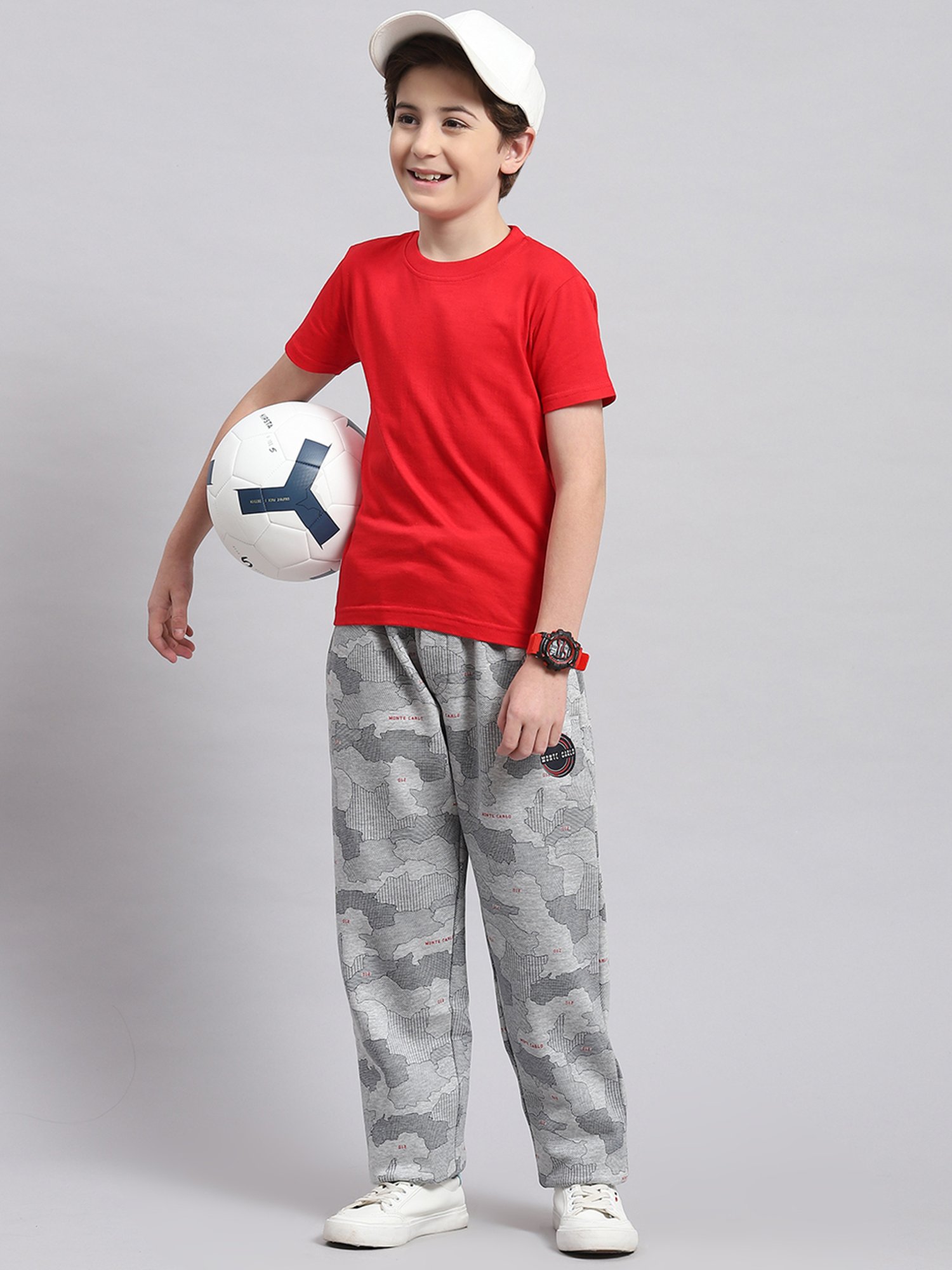 Monte Carlo Boys Grey Melange Printed Trousers
