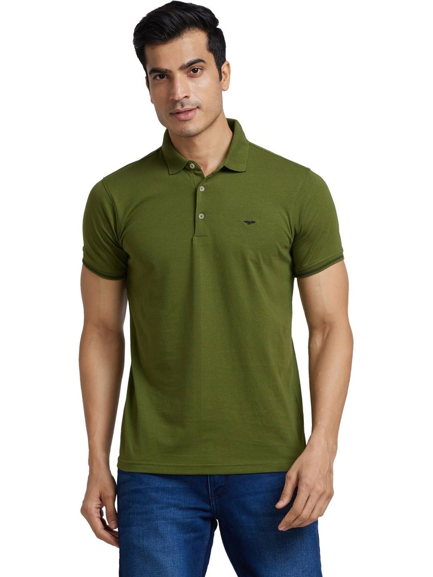 Park Avenue Dark Green Slim Fit Polo T-Shirt