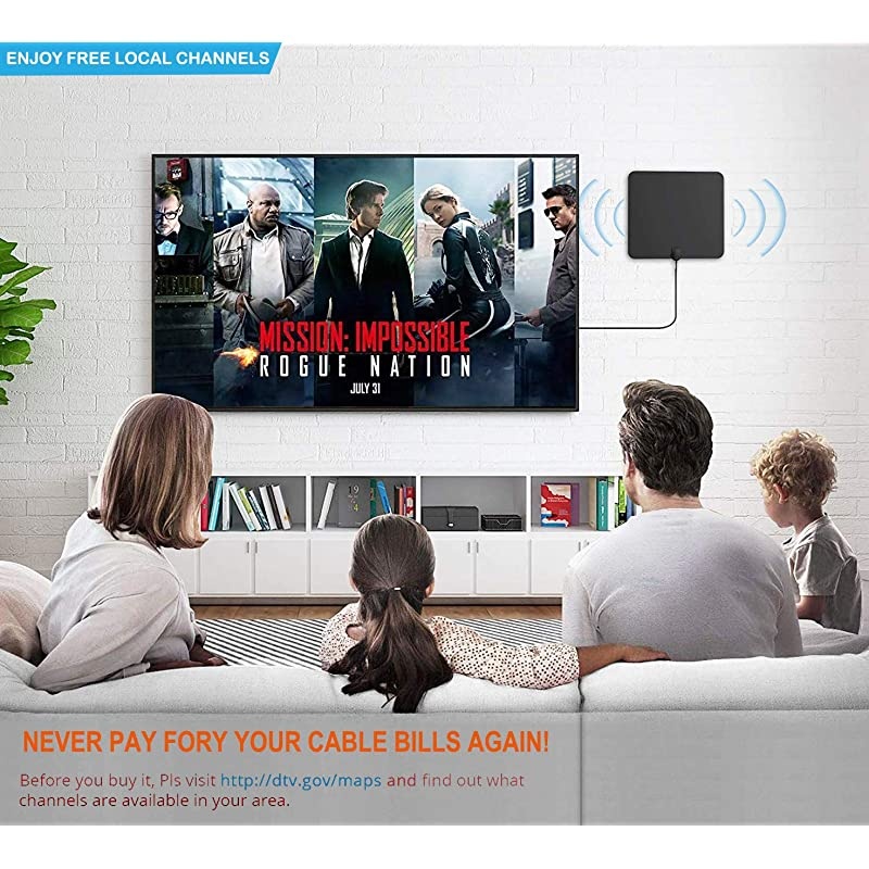 2020 Amplified HD Digital TV Antenna Long 200 Miles Range Powerful HDTV Amplifier Signal Booster165ft Coax Cable AC Adapter