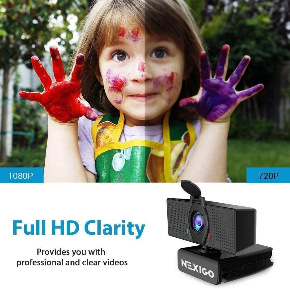 1080P Web Camera, HD Webcam with Microphone & Privacy Cover, 2021 NexiGo N60 USB Computer Camera, 110-degree Wide Angle, Plug and Play, for Zoom/Skype/Teams/OBS, Conferencing and Video Calling