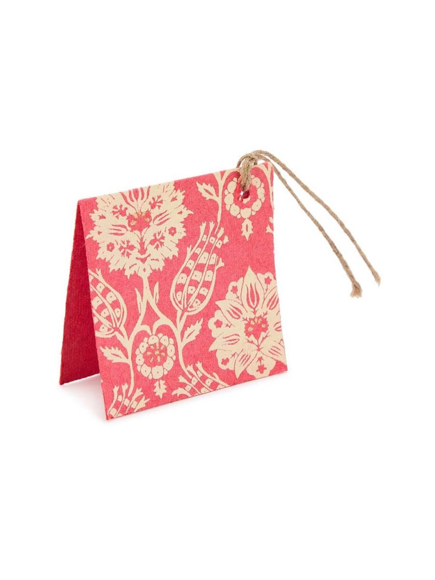 Fabindia Home Pink Paper Printed Sarkhaab Gift Tag - Set of 10