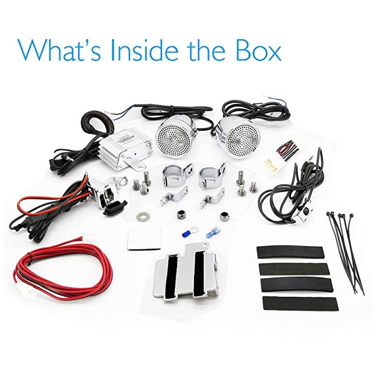300 Watt Weatherproof Motorcycle Speaker and Amplifier System w/ Two 2.25 Inch Waterproof Speakers, AUX IN- Handlebar Mount ATV Mini Stereo Audio Receiver Kit Set - Also for Marine Boat - PLMCA60