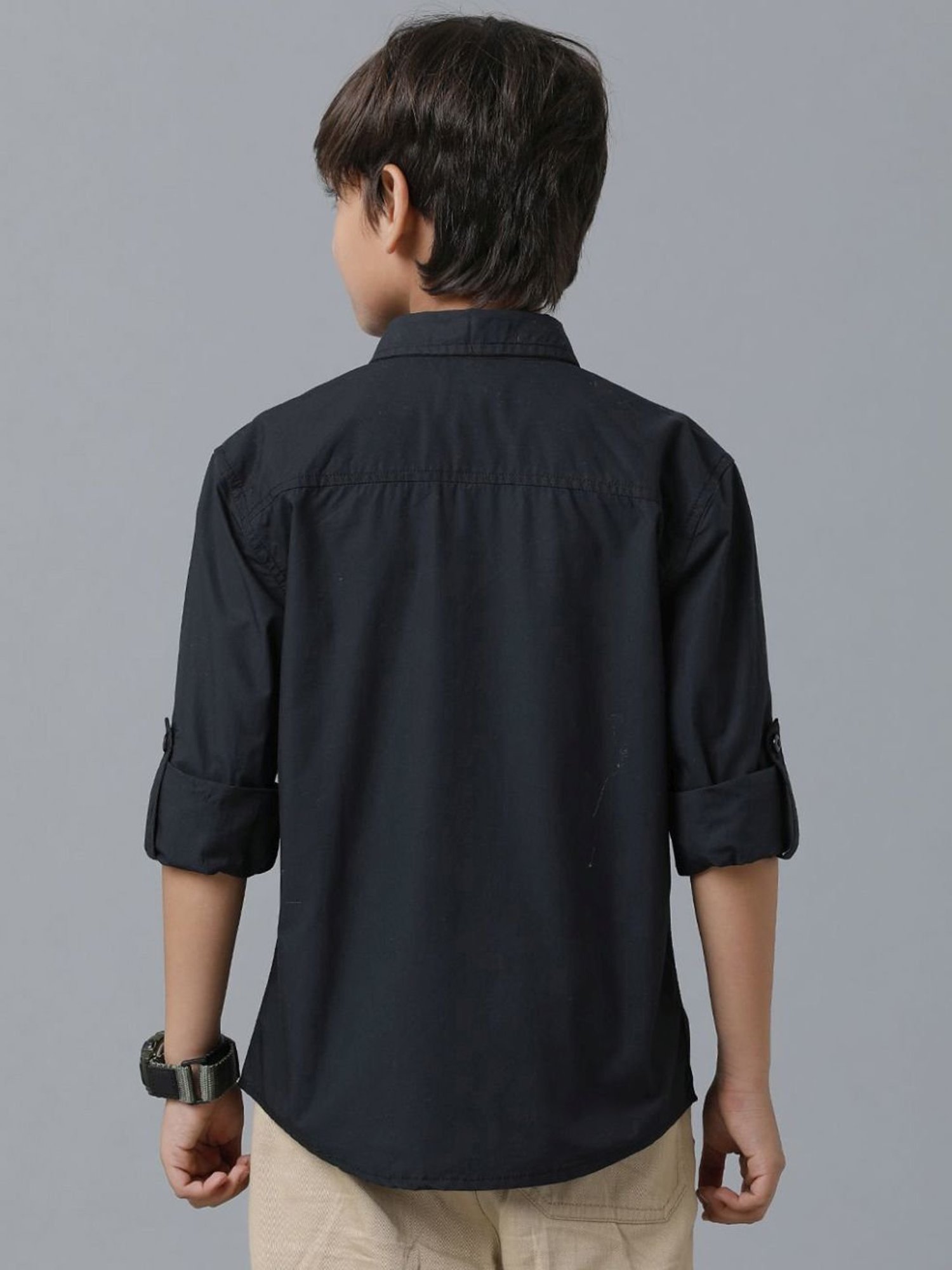 Under Fourteen Only Kids Black Color Block Full Sleeves Shirt