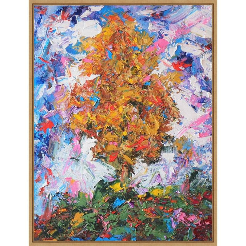 18" x 24" Tree II by Joseph Marshal Foster Framed Canvas Wall Art Orange - Amanti Art