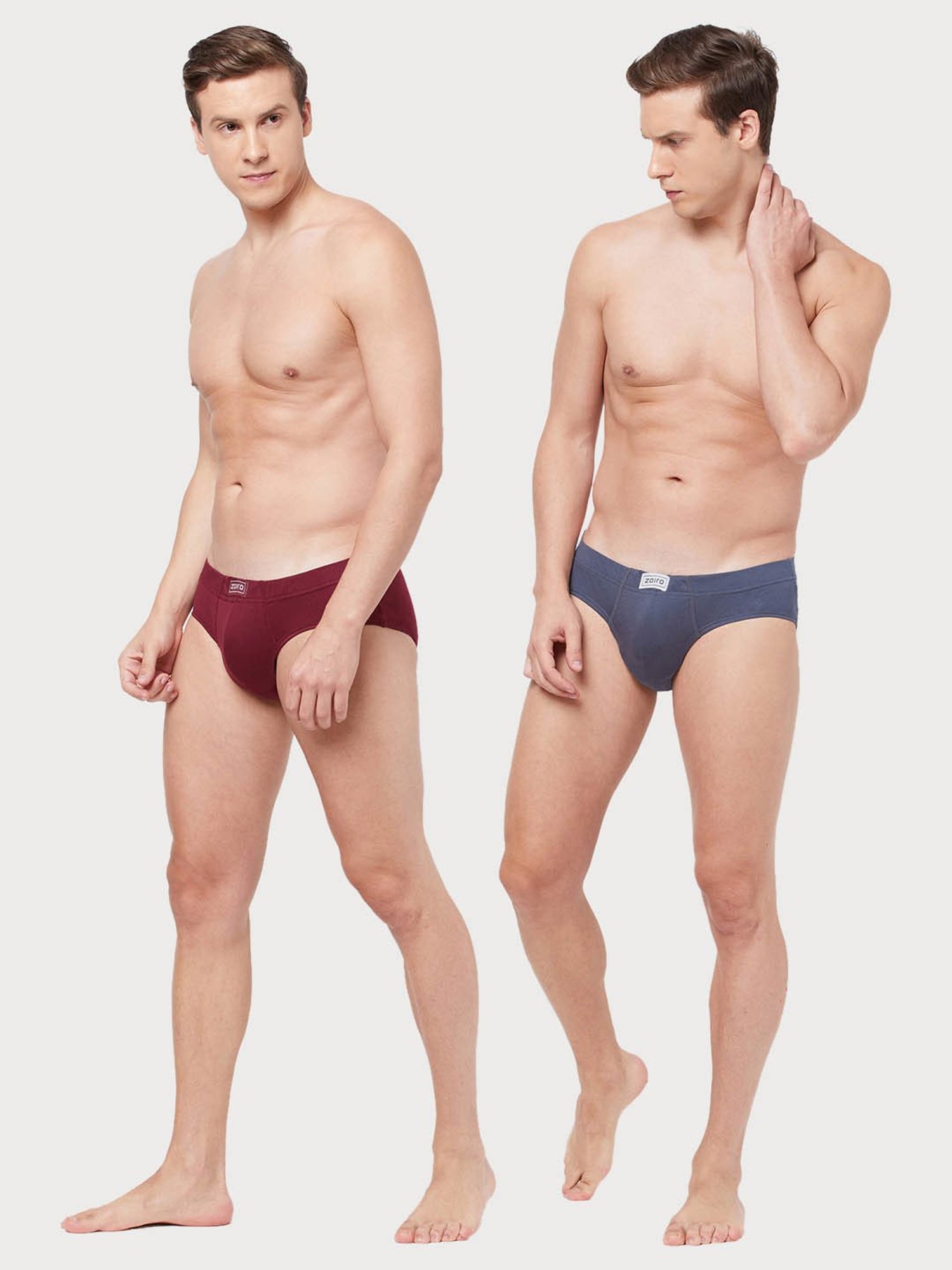 Zoiro Dark Slate & Burgundy Cotton Regular Fit Briefs - Pack Of 2