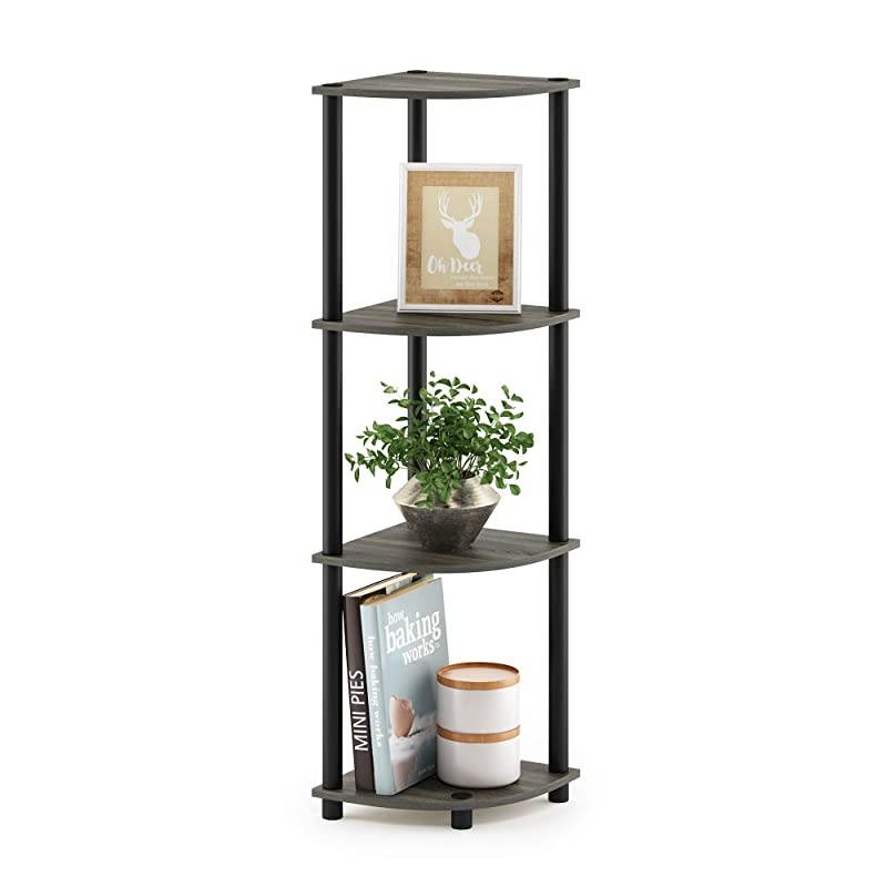 12078GYWBK TurnNTube 4Tier Corner Display Rack Multipurpose Shelving Unit French Oak GreyBlack