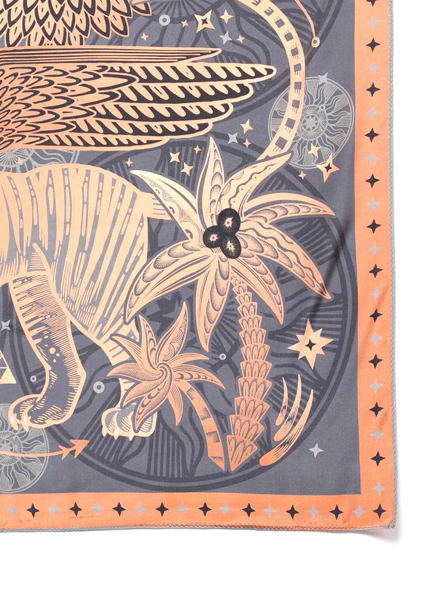 Tossido Grey & Peach Printed Scarf & Bag Scarf Set