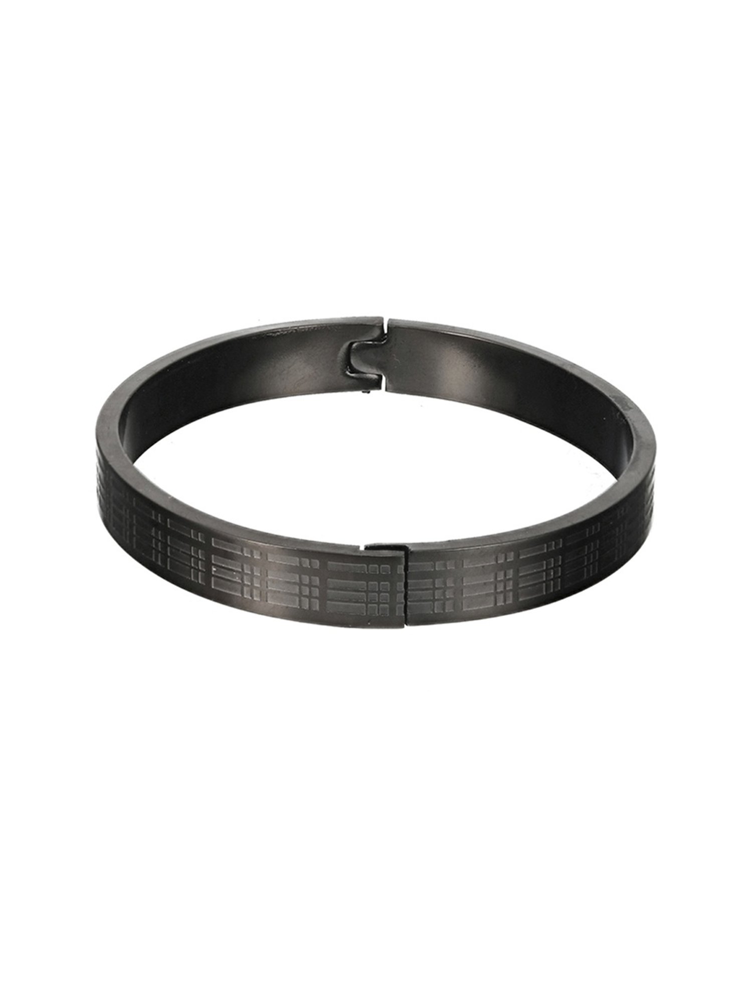 Aatmana Men Black Stainless Steel Kada Bracelet