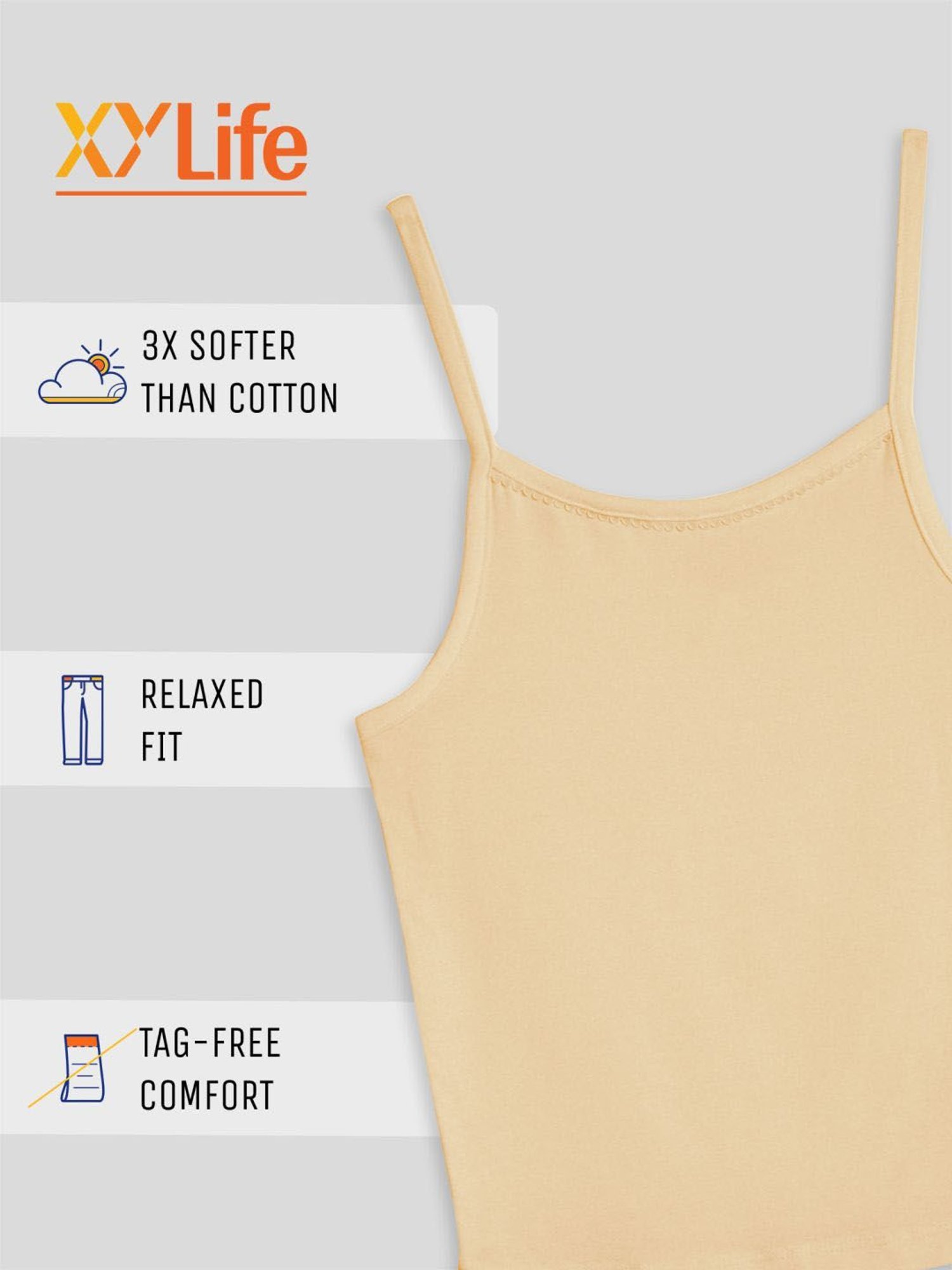 XY Life Kids Beige & Black Relaxed Fit Camisole (Pack of 2)