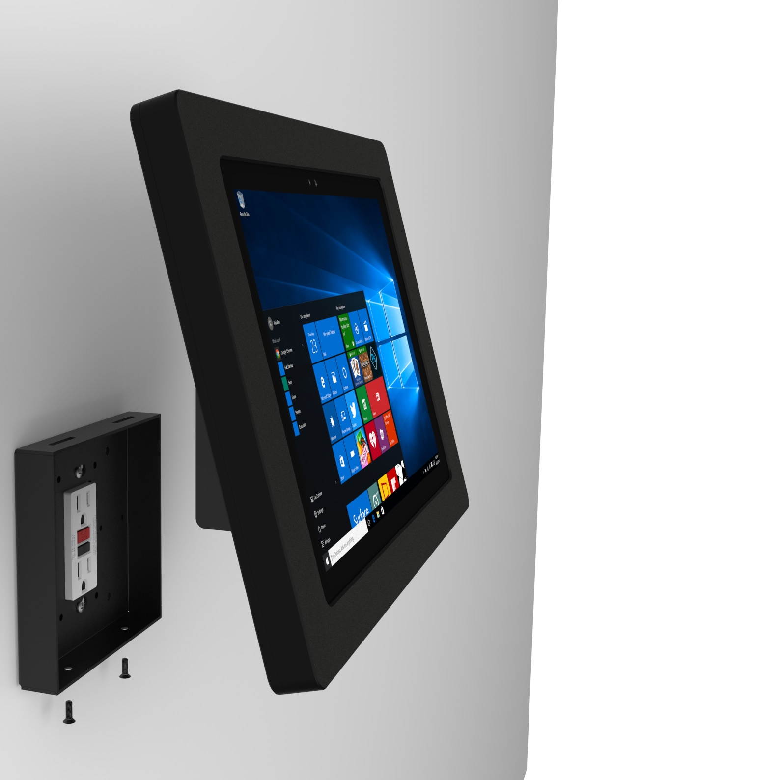 VidaMount Black Enclosure and Fixed Tilted 15&deg; Wall Mount [Bundle] compatible with Microsoft Surface Pro 7+, Pro 7, Pro 6, Pro 5, Pro 4