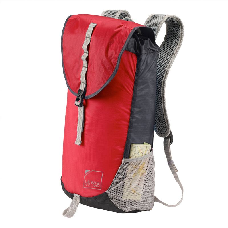 Lewis N. Clark RFID Protected 15" ElectroLight Day Backpack -  Red/Charcoal